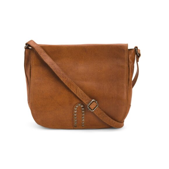 LATICO Cognac Leather Flap Large Crossbody